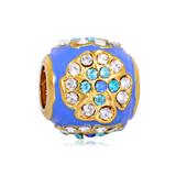 Gold Plated Enamel Flower Beads AA684G-2 VNISTAR Gold Plated Beads