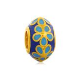 Gold Plated Enamel Flower Beads AA693G-3 VNISTAR Gold Plated Beads
