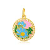 Gold Plated Enamel Flower Charms AAT565G VNISTAR Link Charms