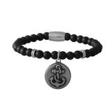 Stainless Steel Anchor Beaded Bracelet B038 VNISTAR Steel Men's Bracelets