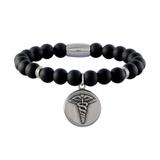 Stainless Steel Bracelets-8mm Agate Stone B060 VNISTAR Steel Men's Bracelets