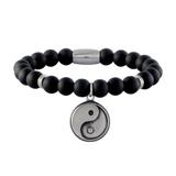 Stainless Steel Bracelets-8mm Agate Stone B062 VNISTAR Steel Beaded Bracelets