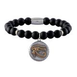 Stainless Steel Bracelets-8mm Agate Stone B067 VNISTAR Steel Men's Bracelets