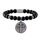 Stainless Steel Bracelets-8mm Agate Stone B068 VNISTAR Steel Men's Bracelets