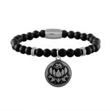 Stainless Steel Bracelets-6mm Agate Stone B071 VNISTAR Steel Beaded Bracelets