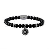 Stainless Steel Bracelets-6mm Agate Stone B080 VNISTAR Steel Beaded Bracelets