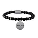 Stainless Steel Bracelets-6mm Agate Stone B081 VNISTAR Steel Men's Bracelets