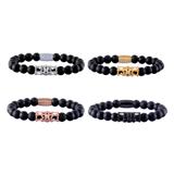 Stainless Steel Bracelets-8mm Agate Stone B085 VNISTAR Steel Beaded Bracelets