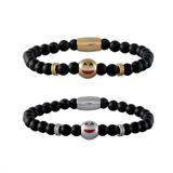 Stainless Steel Bracelets-6mm Agate Stone B086 VNISTAR Steel Beaded Bracelets