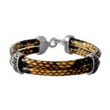 Stainless Steel 6mm Leather Bracelet B114-2 VNISTAR Steel Men's Bracelets