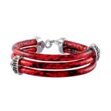 Stainless Steel 6mm Leather Bracelet B115-1 VNISTAR Steel Men's Bracelets