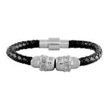 Stainless Steel 6mm Leather Bracelet B118-1 VNISTAR Steel Men's Bracelets