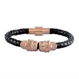 Stainless Steel 6mm Leather Bracelet B118-3 VNISTAR Steel Men's Bracelets