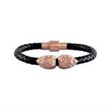 Stainless Steel 6mm Leather Lion Beads Bracelet B119-3 VNISTAR Steel Men's Bracelets