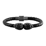 Stainless Steel 6mm Leather Lion Beads Bracelet B119-4 VNISTAR Steel Men's Bracelets