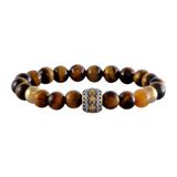 Stainless Steel 8mm Tiger Eye Stone Bracelet B122 VNISTAR Steel Men's Bracelets