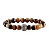 Stainless Steel 8mm Tiger Eye Stone Bracelet B123 VNISTAR Steel Men's Bracelets