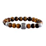 Stainless Steel 8mm Tiger Eye Stone Bracelet B124 VNISTAR Bracelets