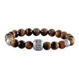 Stainless Steel 8mm Tiger Eye Stone Bracelet B125 VNISTAR Bracelets