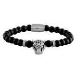 Stainless Steel 6mm Agate Beads Bracelet B129 VNISTAR Steel Men's Bracelets