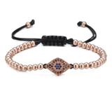 EYE Copper Cubic Zirconia Beads Bracelet CB028 VNISTAR Men's Copper Zirconia Bracelets