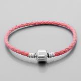 Vnistar silver plated pink braided leather bracelet JB251 JB251 VNISTAR Alloy European Beads