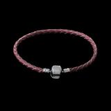 Vnistar silver plated reddish brown braided leather bracelet JB252 JB252 VNISTAR Alloy European Beads