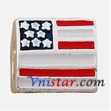 Alloy American flag Enamel European Beads PBD172 VNISTAR Alloy Enamel Beads