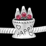 Vnistar crystal happy birthday cake european beads PBD2156 PBD2156 VNISTAR Metal Charms