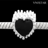 Vnistar black heart european beads PBD2448 PBD2448 VNISTAR Alloy Enamel Beads