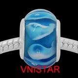 Vnistar blue european glass beads PGB019 PGB019 VNISTAR Alloy European Beads