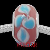 Vnistar pink and blue european glass beads PGB036 PGB036 VNISTAR Metal Charms