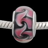 Vnistar black and pink european glass beads PGB146 PGB146 VNISTAR Metal Charms