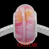 Vnistar pink european glass beads PGB207 PGB207 VNISTAR Metal Charms