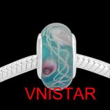 Vnistar blue european glass beads PGB318 PGB318 VNISTAR Alloy European Beads