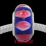 Vnistar blue and pink european glass beads PGB358 PGB358 VNISTAR Metal Charms