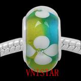 Vnistar green european glass beads PGB502 PGB502 VNISTAR Alloy European Beads