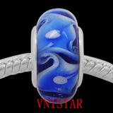Vnistar blue european glass beads PGB539 PGB539 VNISTAR Alloy European Beads