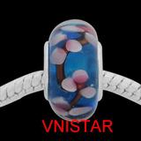 Vnistar blue european glass beads PGB556 PGB556 VNISTAR Alloy European Beads