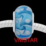 Vnistar blue european glass beads PGB562 PGB562 VNISTAR Alloy European Beads
