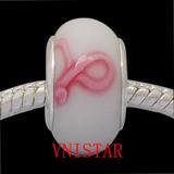 Vnistar pink ribbon copper core glass beads PGB621 PGB621 VNISTAR Copper Core Glass Beads
