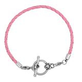 3.0mm Pink Leather Steel Bracelet PSB042B VNISTAR Stainless Steel Basic Bracelets