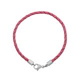 3.0mm Rose Pink Leather Steel Bracelet PSB045 VNISTAR Stainless Steel Bracelets
