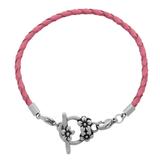 3.0mm Rose Pink Leather Steel Bracelet PSB045C VNISTAR Stainless Steel Bracelets