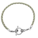 3.0mm Light Green Leather Steel Bracelet PSB046B VNISTAR European Beads Accessories