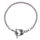 3.0mm Light Purple Leather Steel Bracelet PSB048C VNISTAR Stainless Steel Basic Bracelets