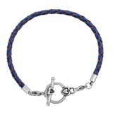 3.0mm Dark Blue Leather Steel Bracelet PSB049B VNISTAR Stainless Steel Basic Bracelets