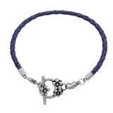 3.0mm Dark Blue Leather Steel Bracelet PSB049C VNISTAR Stainless Steel Bracelets