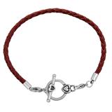 3.0mm Wine Red Leather Steel Bracelet PSB050B VNISTAR Bracelets