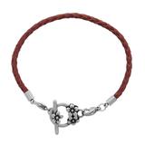 3.0mm Wine Red Leather Steel Bracelet PSB050C VNISTAR Bracelets